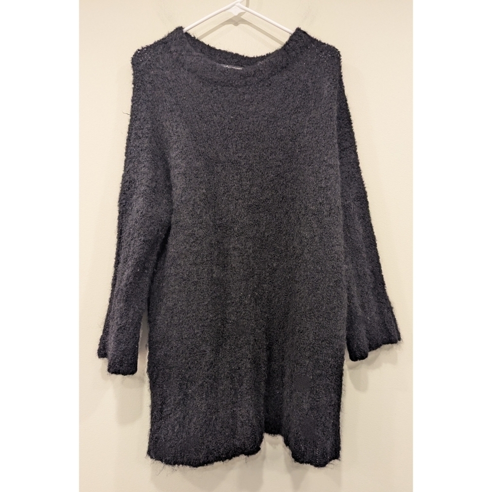 Peruvian Connection Black Alpaca Blend Fuzzy Tunic Sweater Size XS/S
